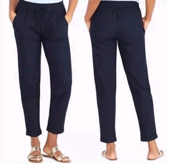 J. Crew Factory Pants - NWT J. Crew Navy Linen Cotton Drawstring Pant Size 6